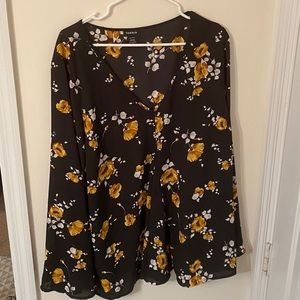 Black and yellow floral blouse